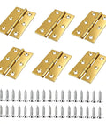 12 Packs Gold Stainless Steel Butt Hinges 2.15 Inch For Cabinets And Doors With Matching Screws, Perfect For Jewelry Boxes, Tool Storage, Closets