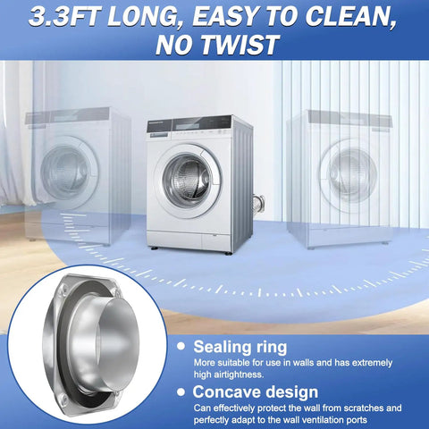 Magnetic Dryer Vent Connector Kit with 4 Inch Quick Connect Hose 3 Point 3 Ft Flexible Duct And 2 Clamps Strong Self Aligning Airtight Seal shown with washer