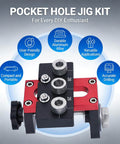3 In 1 Aluminum Pocket Hole Jig Kit With Dowel Guide For 8mm 10mm And 15mm Drill Openings, shown with compact design and adjustment scales