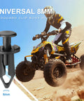 100Pcs Universal ATV UTV Body Fastener Rivets Kit With Nylon Mudguard Clips For 8mm Holes Replacement Parts shown with ATV