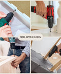 People using cordless drills for assembling furniture and DIY projects