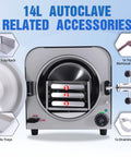 Front view of Amazon DACAT-RICHFU TR250E 14L autoclave with 3 trays and rack