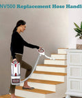 Woman using Replacement Hose Handle For Rotator Lift-Away Vacuum NV Series Pro Complete on stairs with NV500 vacuum