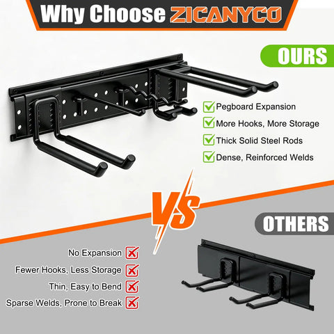 Comparison of Beefy 66 Inch Garage Tool Organizer Wall Mount With 13 Adjustable Heavy-Duty Hooks and other tool racks