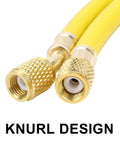Hromee AC refrigerant hose, 60-inch yellow with 1/4 in SAE flare brass fittings, 800 PSI working pressure