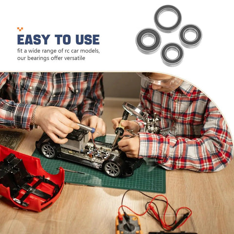 16 Pieces High Strength Steel Instrumentation Ball Bearing Kit For RC Car Deep Groove Bearings For Easy Install Built To Last Low Friction Precise Control Durable Performance on RC car chassis