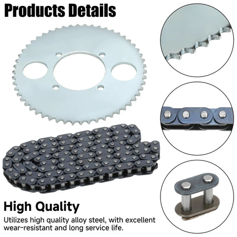 Beefed Up T8F 116 Link Chain With 54T Rear Sprocket 54mm Bore And Chain Breaker Kit for scooters and bikes