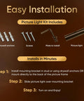 Battery Operated Picture Light With Remote Dimmable Wireless Wall Art Light For Frames And Shelves Tilt Head 18 Inch Matte Black installation guide