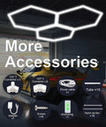 Hexagon Garage Lights 16 Pack Plug And Play LED Panels, 24W 6500K Ultra Bright Low Voltage 24V, Remote Dimmable DIY Assembly