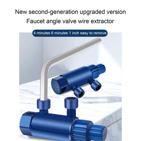 Upgraded Adjustable Broken Bolt Extractor With Reverse Flute For Stripped Faucets And Snapped Pipe Threads in blue shown with hex drive.