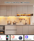 Under Cabinet LED Lighting Kit 12 Inch Dimmable RGB Multicolor Lights With WiFi Smart Control installed in modern kitchen