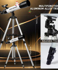 Awesome Starter Friendly 90mm Refractor Telescope With 700mm Focal Length on aluminum alloy tripod