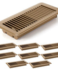 12 Pack 4x10 Floor Vent Covers Heavy Duty Metal Registers With Rust Proof Finish For Home Heating Satin Brown shown stacked