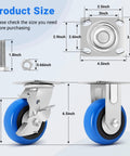 Diagram showing size details of 5 Inch Heavy Duty Caster Set Of Four With 3500 Lbs Industrial Grade Capacity And Upgraded Thickened Bracket
