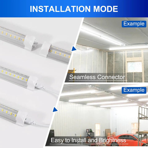 Installation view of V Shaped 4-Foot LED Shop Lights 50W 6500K Daylight 7000LM Linkable Garage Warehouse Workbench Workshop Lighting