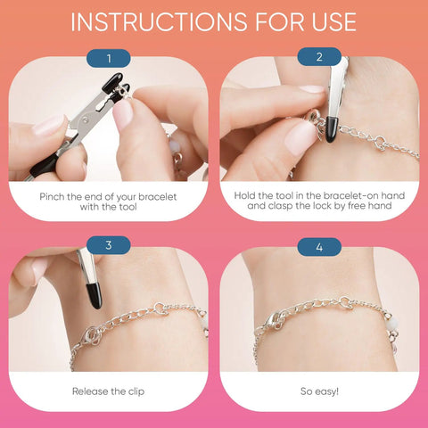 Instructions for using Set Of Three Bracelet Helper Tools For Fastening Jewelry And Watches No Fuss DIY Clip Clasp Helpers