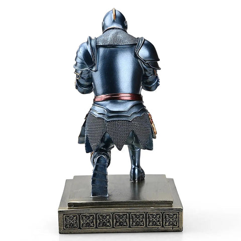 Medieval Armor Knight Pen Holder For Desk Organizer Resin Pencil Holder And Paperweight Gift With A Badass Letter Opener Blue Finish