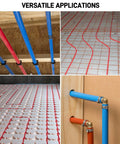 One Half Inch Tubing 300 Feet Two Rolls With EVOH Non Oxygen Barrier PEXB Pipe Durable Leakproof Flexible Easy Install For Home Plumbing And Radiant Heating Red And Blue in versatile plumbing and radiant heating configurations.