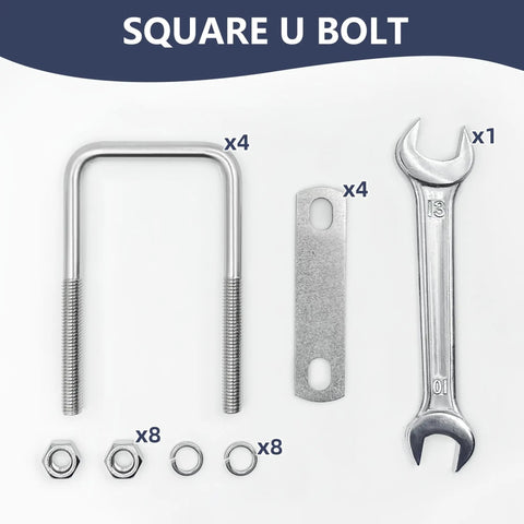 4 Pack M8 Square U Bolts 2 Inch Wide 304 Stainless Steel With Nuts Plate And Washers Heavy Duty Square U Bolts Hardware Set 50mm