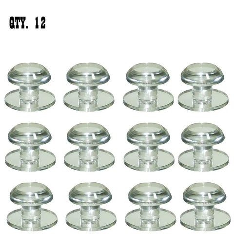 Pack of 12 Clear Acrylic Pull Handles One And One Quarter Inch Self Stick Round Beveled Mirror Knobs No Drill Install