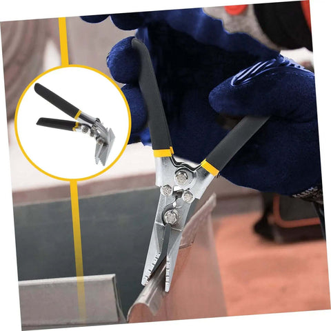 Metal Bender Hand Seamer Tool Plier For HVAC Non Slip Handle Beefy Bending Pliers in use on duct seams