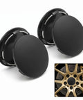 Road Ready 4 Pack Universal Car Wheel Center Caps 2.36 Inch Snap In Hub Cover Replacement ABS plastic, glossy black finish.