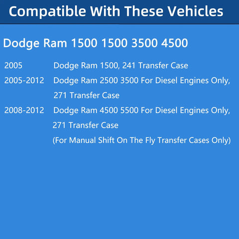 Dodge Ram Transfer Case Shifter Linkage And Grommet Bushing Kit 55366066AB 68078974AA For 2005-2012 4x4 Ram compatibility chart
