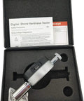 Dead On Accuracy Digital Shore A Hardness Tester inside protective case, with safety notes for quick soft rubber checks.