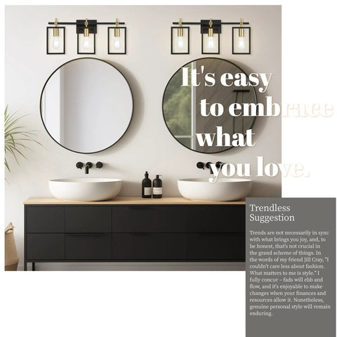 Industrial 3 Light Vanity Fixture In Black And Brass Gold With Rectangular Backplate Rustic Modern Farmhouse Bath Lighting Over Mirror For Bathrooms Restrooms Kitchens Living Rooms And More