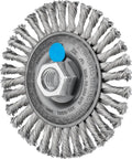 Power Knot Heavy Duty Wire Wheel Brush With Stringer Bead Twist for Tight Weld Cleaning and Deburring, 4 inch, stainless steel