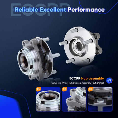 Pair Of Front Wheel Hub Bearing Assemblies HA590125 For Infiniti AWD Models Including EX35 EX37 FX35 FX45 FX50 G25 G35