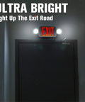 Dual Sided LED Exit Sign With Adjustable Emergency Lights Six Pack Hardwired 120 277V Backup Battery Included UL 924 Fire Resistant Commercial Grade