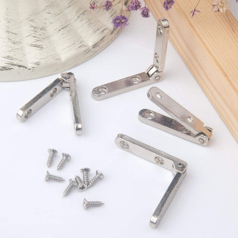 6 Pieces 90 Degree Small Hinges For Wooden Jewelry Boxes With 24 Screws Silver Zinc Alloy Hardware Perfect For DIY Projects