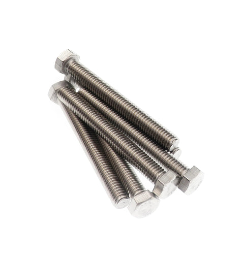 Five 3/8-16 x 1 stainless steel hex bolts, full thread, plain finish.