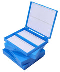 Four Pack 100 Place Microscope Slide Storage Boxes Blue Plastic Slide Organizer Case For Lab Experiments And Analyses With Generous 7.8 By 6.34 By 1.26 Inch Inner Dimensions open blue plastic slide box stack