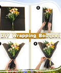 DIY steps using Black Flower Wrapping Paper With Gold Edges Dope For DIY Gift Wrapping Waterproof Sheets 58x58 Cm 225Gsm Durable Gift Wrap For Bouquets And Boxes 20 Sheets.