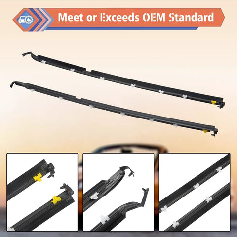 Left And Right Outer Door Window Molding Trim Weatherstrip Seal Belt For Mazda Miata 1990 2005 Replacement Parts NA01 58 810F NA01 59 810F Durable Weather Sealing shown with close-up details and installation examples highlighting OEM standard quality.