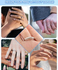 Invisible Ring Guards Kit With Spiral Silicone Size Adjusters 16 Pack In 4 Sizes For Loose Rings Ring Tighteners shown on hands