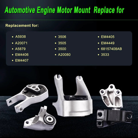 Set Of 4 Heavy Duty Engine Motor Mounts For 2014 2021 Ram ProMaster 1500 2500 3500 3.6L V6 Replacement Parts A5938 A20071 A5879 A20080