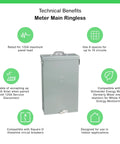 Technical features of Homeline 125 Amp Load Center With 8 Space 16 Circuits Indoor Main Lugs Cover Included Plug On Neutral Ready