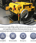 Top Shelf Planer Hardware Bag Replacement For DeWalt Dw7351 And Dw735X Tool Tables shows yellow planer on a workbench with accessories.