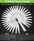 Feeler Gauge Set With 32 Tapered And 16 Offset Blades For Valve Clearance And Auto Maintenance, Ideal For Valves, Ignition, And Machinery Alignment, Measures 0.001 To 0.040 In (0.03 To 1.00 Mm) And 0.005 To 0.020 In (0.127 To 0.508 Mm), stainless steel