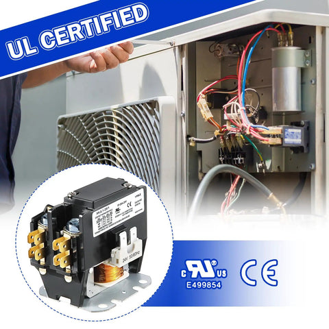 Heavy Duty 24V 25A 1 Pole HVAC Contactor Replacement Relay For Air Conditioners Heat Pumps And Refrigeration Systems Compatible With C230B UL Certified