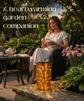 Woman enjoying garden with Dragonfly Solar Lantern Outdoor Decor For Patio And Garden, Waterproof Metal Hanging Light With LED Warm Glow