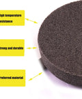 Knockout 6 Inch Fiber Buffing Wheel With 180 Grit Heavy Duty Nylon Quick Change Polishing Pad for Bench Grinder showing durable material and features.