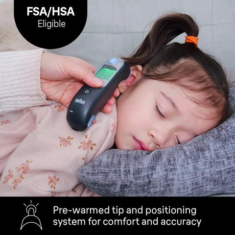 Digital Ear Thermometer For Adults And Infants With Preheated Tip Infrared Reading ExactTemp Beep For Proper Positioning Fast Accurate Temperature Readings Pediatrician Recommended Kid Friendly used on sleeping child
