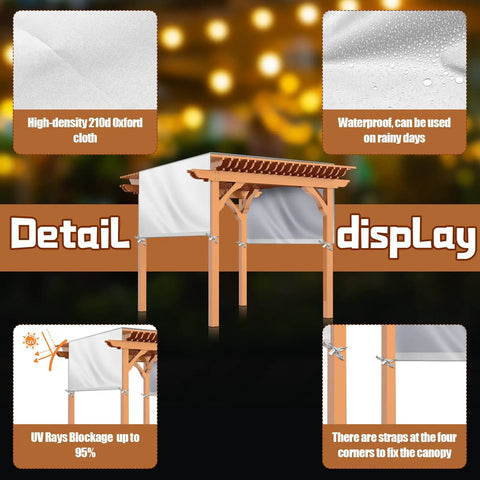 Universal Pergola Replacement Canopy Outdoor Shade Cover Waterproof Shade Top Cover For Patio Porch Backyard 12 X 10 Ft Beige No Fuss Easy Install With Adjustable Tie Down Straps UV Resistant All Weather Durability