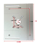 Prime Time Aluminum Router Lift System With Insert Plate For 65Mm Motors, 240x200mm plate with precise measurement markings.