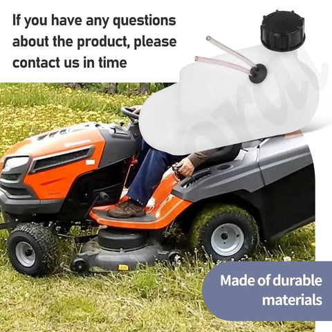 Fuel Tank Replacement Kit For Lawn Mowers Fits Husqvarna Craftsman Poulan Weedeater 501424344 shown with lawn tractor.