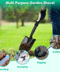Person using 31 Inch Lightweight Metal Garden Shovel With 6 Inch Wide Flat Spade Handy Little Workhorse For Digging Planting Transplanting